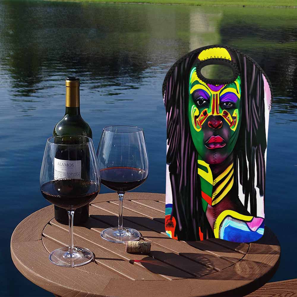 Dreads & Braids, 2 bottle wine bag, picnic or gift, african tribalgirlz Fulangiara 15