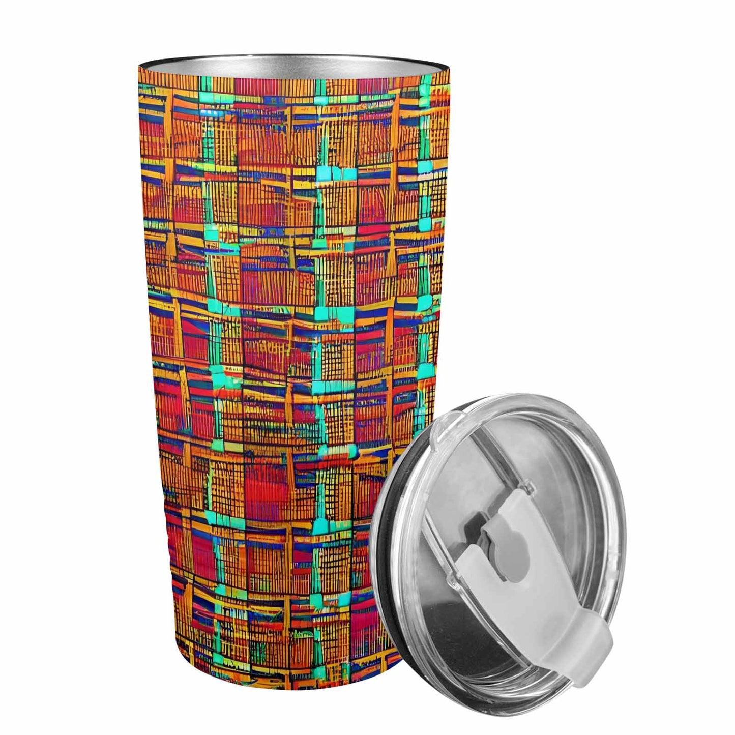 African Art, stainless steel insulated tumbler, travel mug, design 40