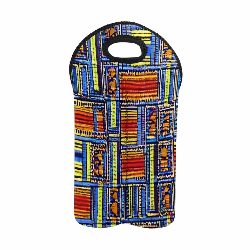 African Art, chic 2 bottle wine bag, design 09