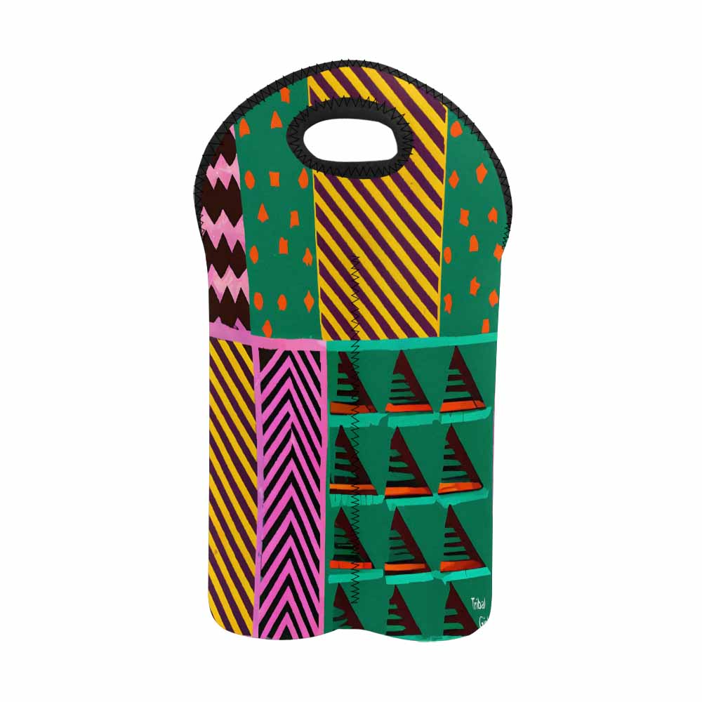 African Art, chic 2 bottle wine bag, design 21