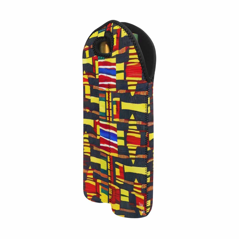 African Art, chic 2 bottle wine bag, design 29