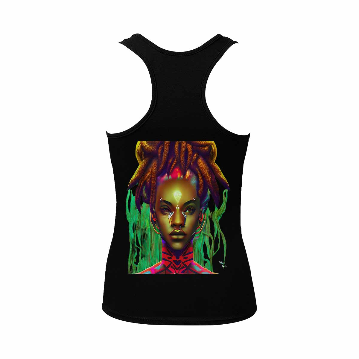 Dreads & Braids, BLACK tank top, cotton, african tribal, outline WL, Fulangiara 43