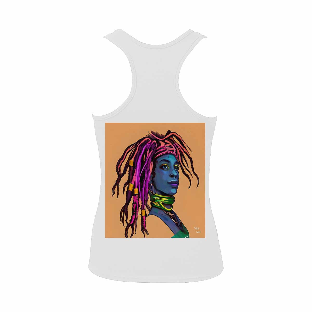 Dreads & Braids, WHITE tank top, cotton, african tribal, full image Fulangiara 10