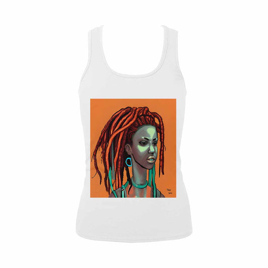 Dreads & Braids, WHITE tank top, cotton, african tribal, full image Fulangiara 38