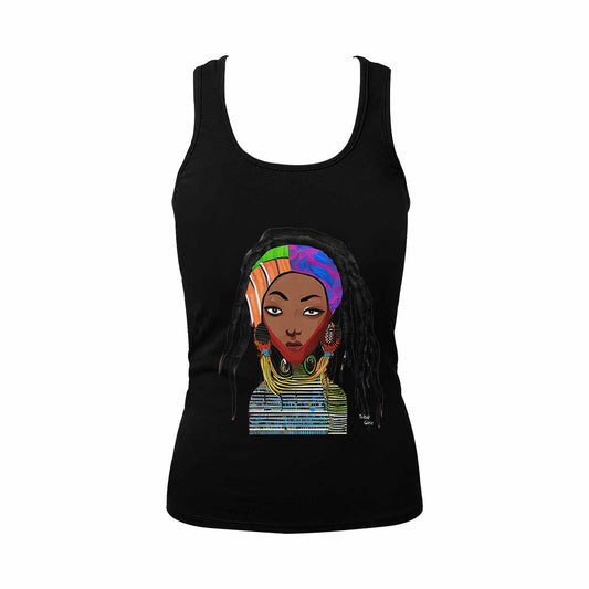 Dreads & Braids, BLACK tank top, cotton, african tribal, outline WL, Fulangiara 18