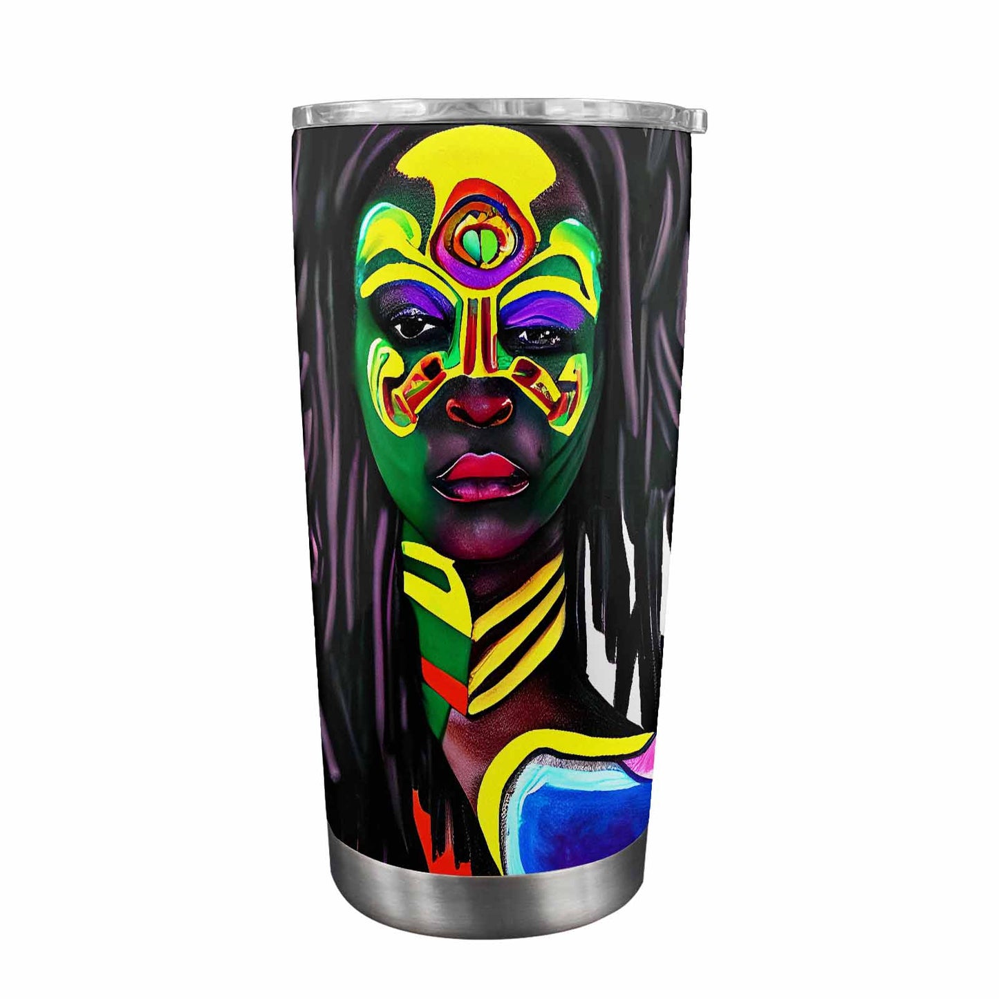 Dreads & Braids, Transparent Tumbler, mug, african tribal, outline MCL, Fulangiara 15