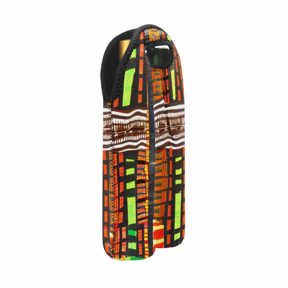 African Art, chic 2 bottle wine bag, design 13