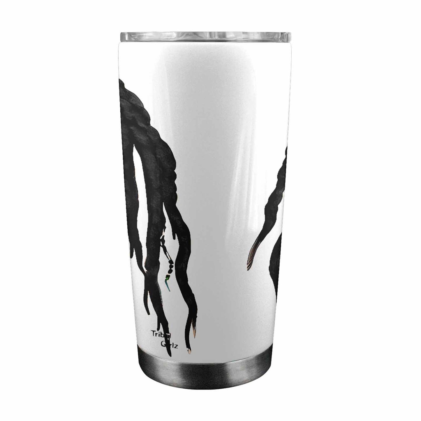 Dreads & Braids, Transparent Tumbler, mug, african tribal, outline BL, Fulangiara 18