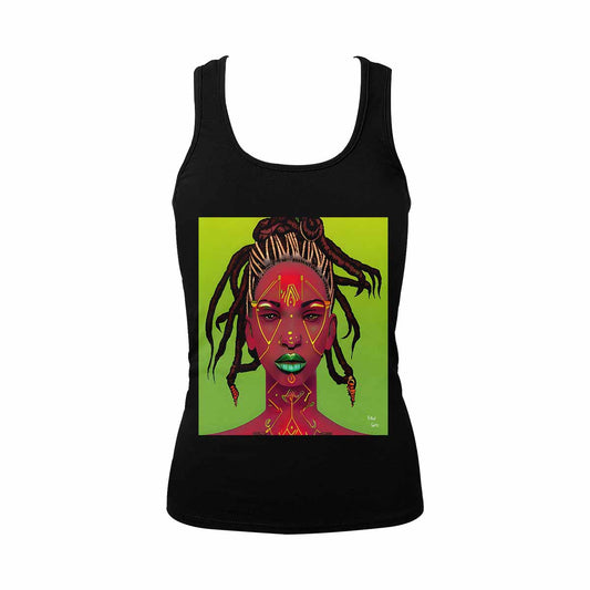 Dreads & Braids, BLACK tank top, cotton, african tribal, full image Fulangiara 49