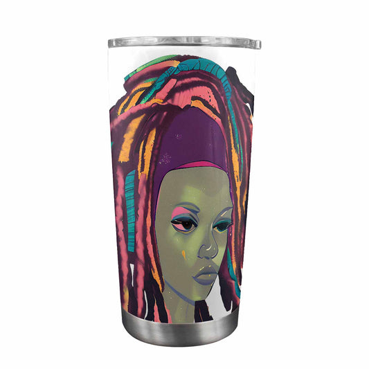 Dreads & Braids, Transparent Tumbler, mug, african tribal, outline BL, Fulangiara 9