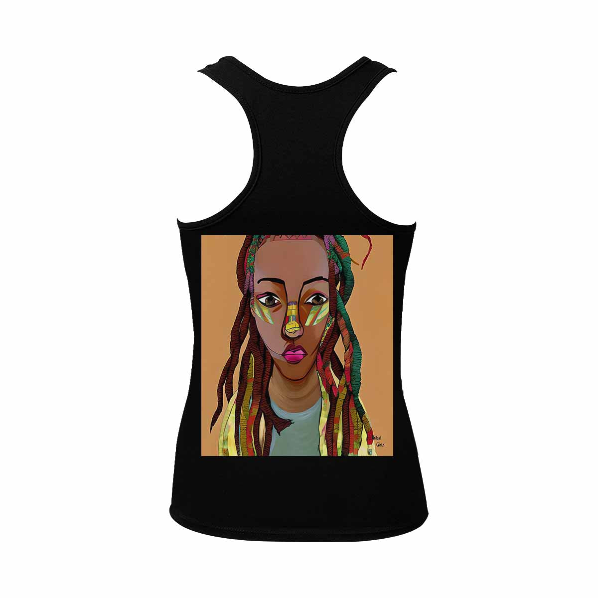 Dreads & Braids, BLACK tank top, cotton, african tribal, full image Fulangiara 26