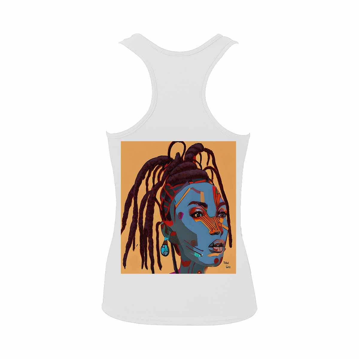 Dreads & Braids, WHITE tank top, cotton, african tribal, full image Fulangiara 23