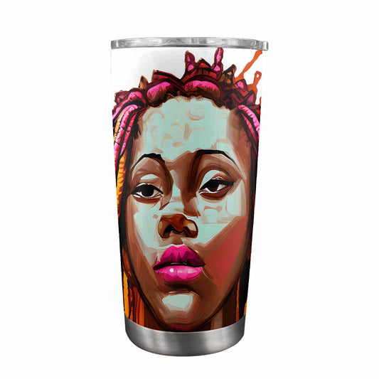 Dreads & Braids, Transparent Tumbler, mug, african tribal, outline BL, Fulangiara 11