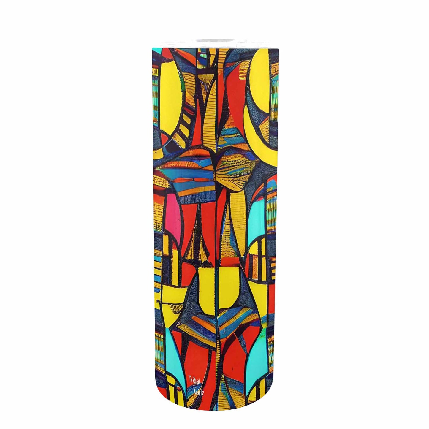 African Art, tall stainless steel insulated tumbler, travel mug, design 02