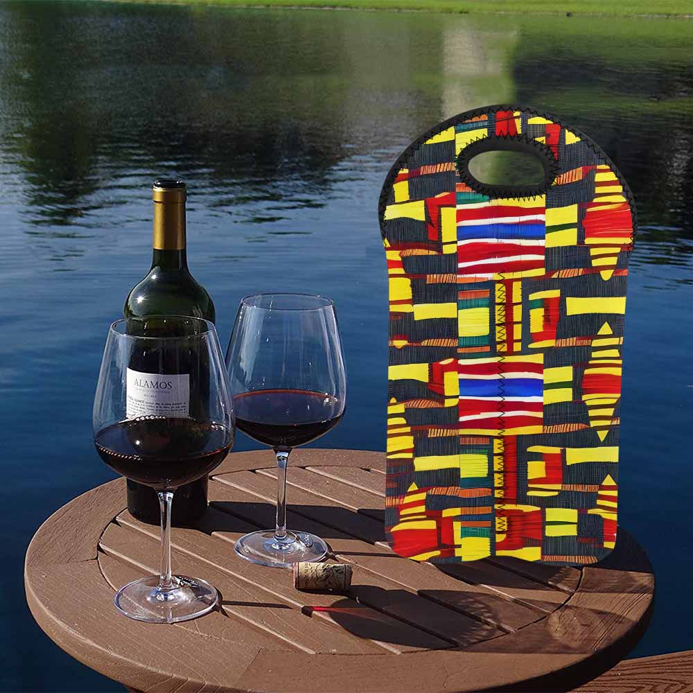 African Art, chic 2 bottle wine bag, design 29