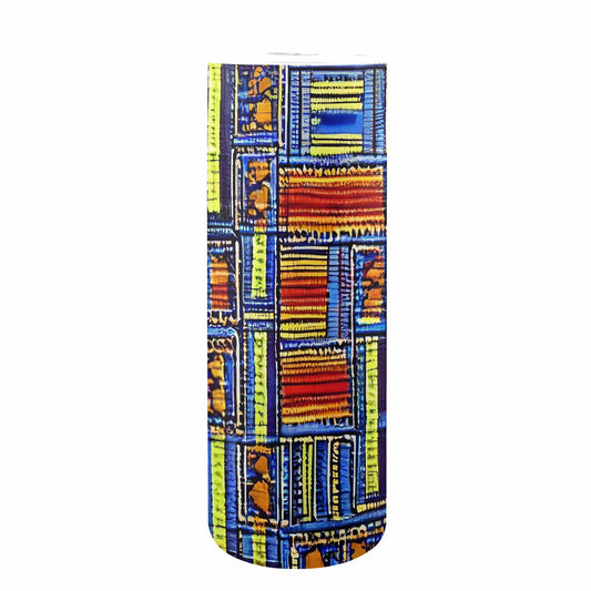 African Art, tall stainless steel insulated tumbler, travel mug, design 09