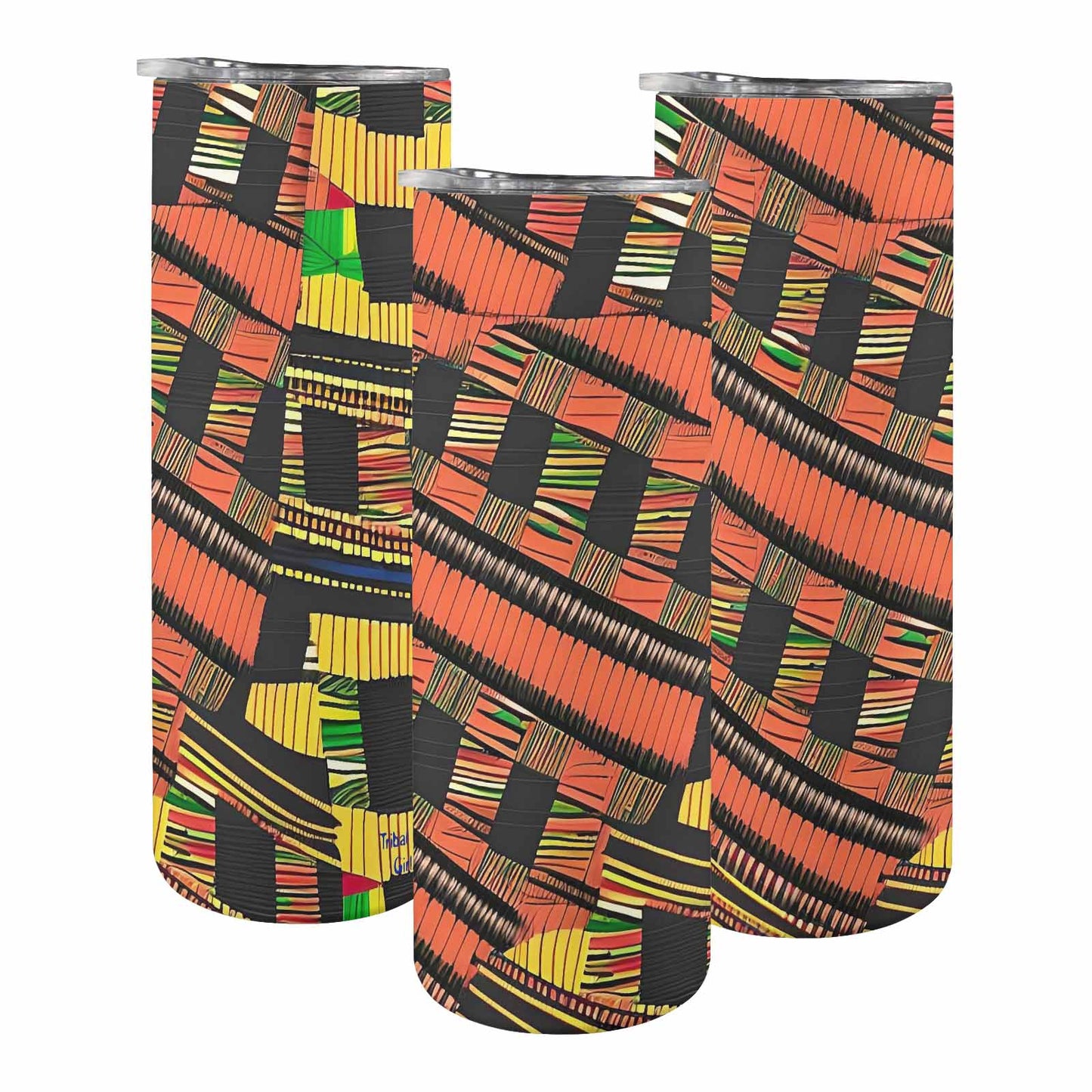 African Art, tall stainless steel insulated tumbler, travel mug, design 46