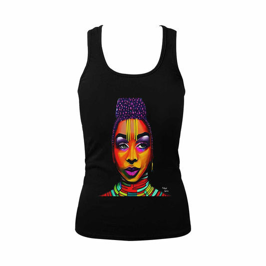 Dreads & Braids, BLACK tank top, cotton, african tribal, outline WL, Fulangiara 35