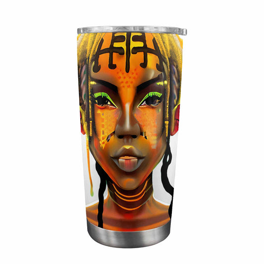 Dreads & Braids, Transparent Tumbler, mug, african tribal, outline BL, Fulangiara 41