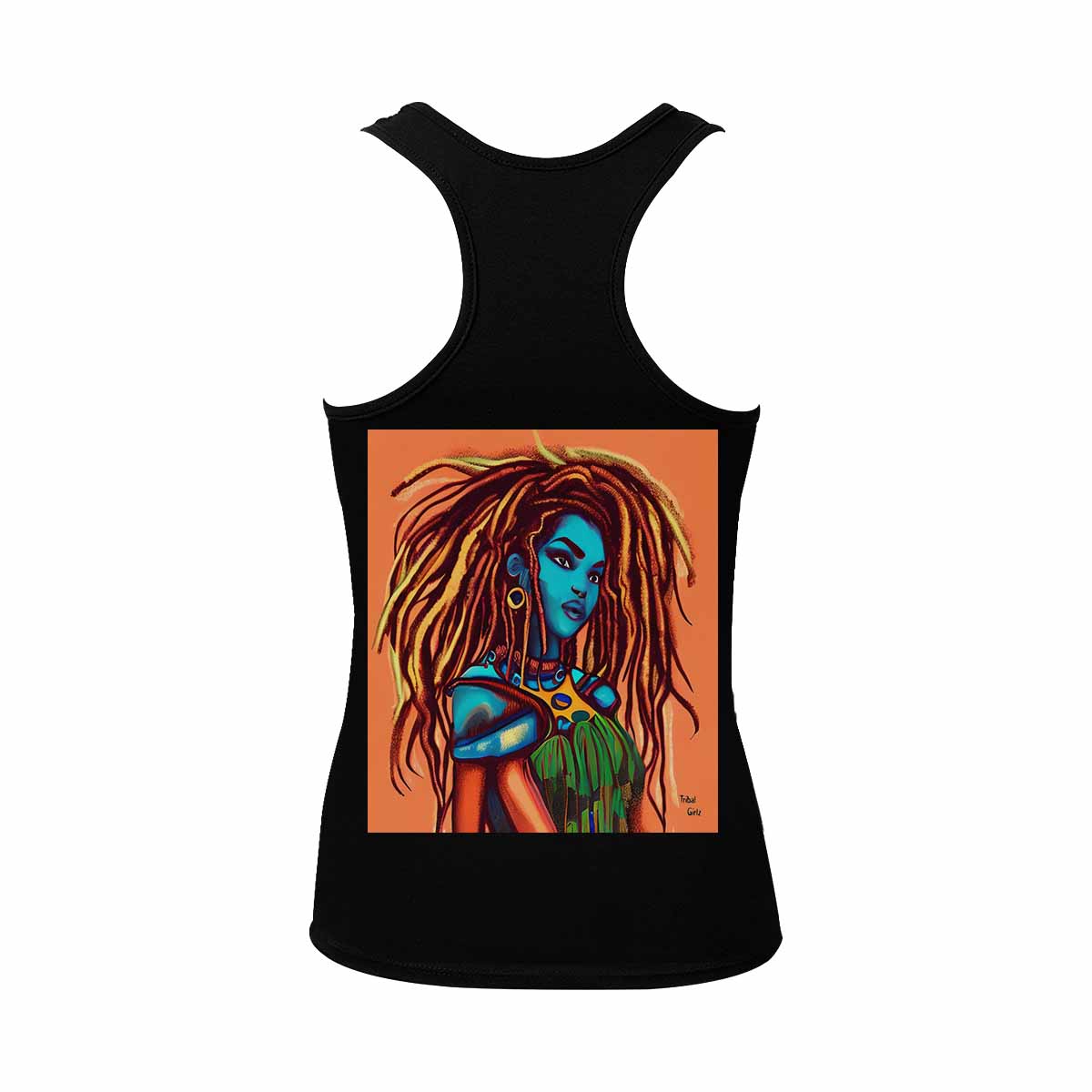 Dreads & Braids, BLACK tank top, cotton, african tribal, full image Fulangiara 30