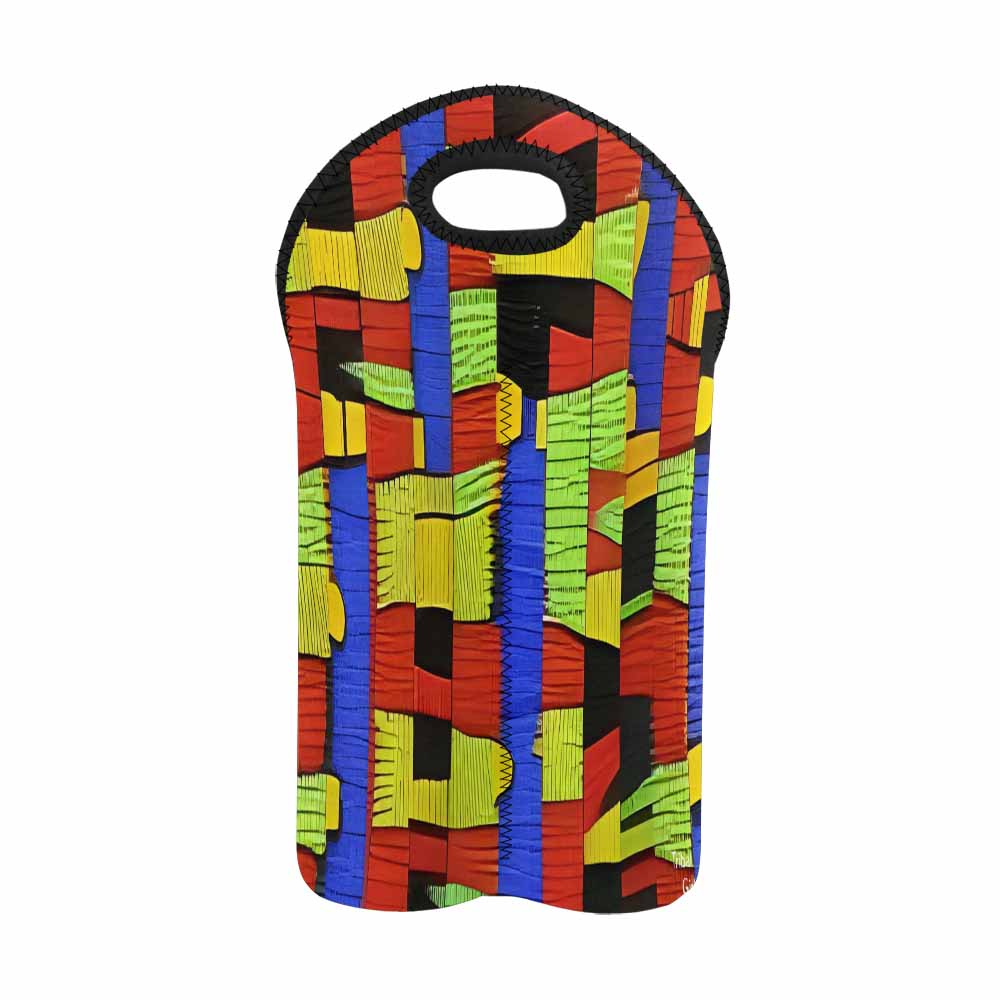 African Art, chic 2 bottle wine bag, design 01