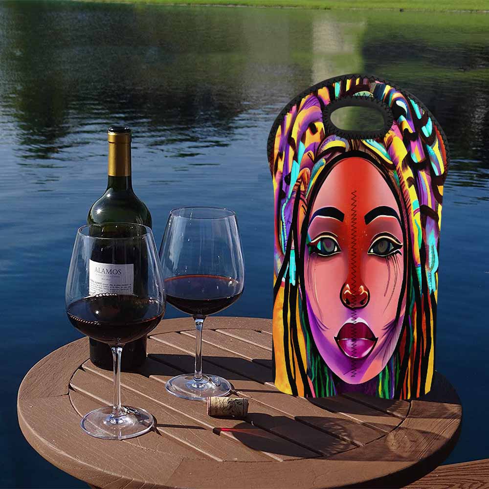 Dreads & Braids, 2 bottle wine bag, picnic or gift, african tribalgirlz Fulangiara 22