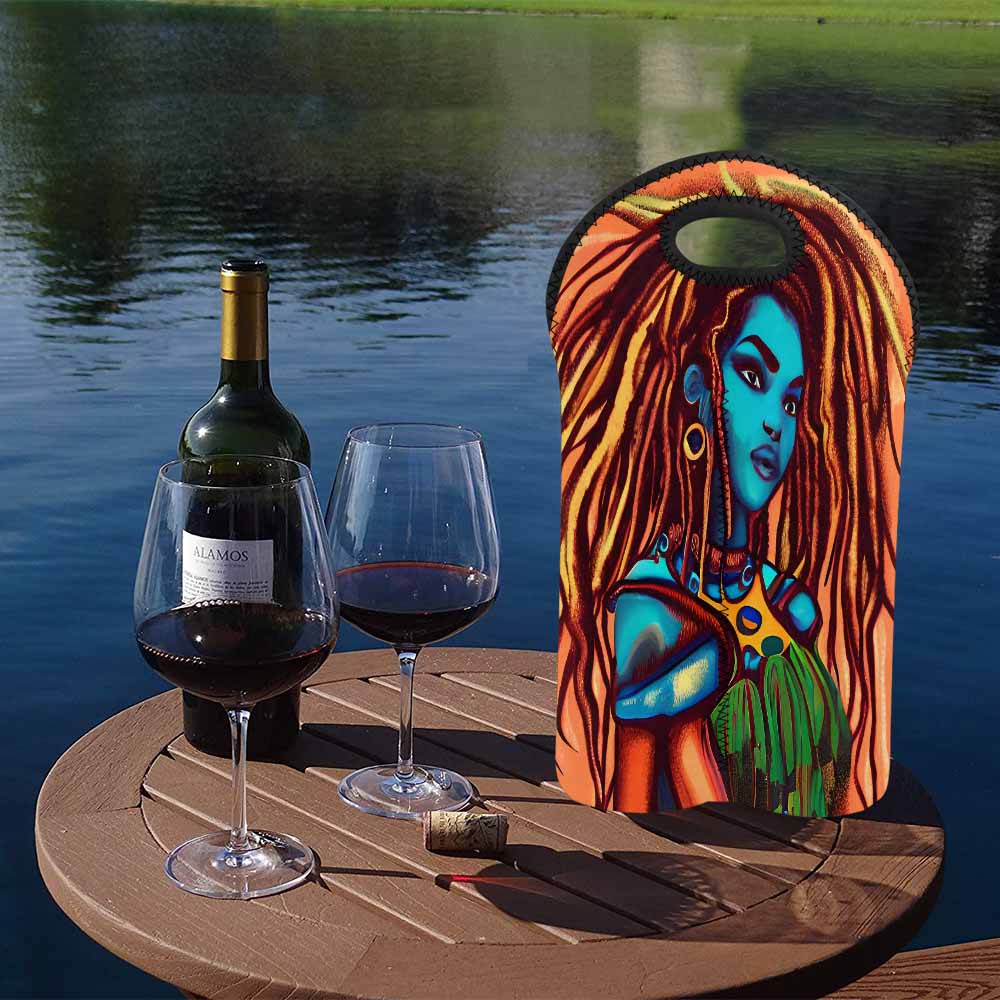 Dreads & Braids, 2 bottle wine bag, picnic or gift, african tribalgirlz Fulangiara 30