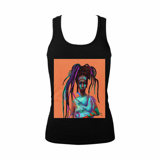 Dreads & Braids, BLACK tank top, cotton, african tribal, full image Fulangiara 32