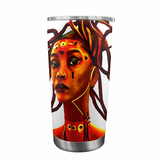 Dreads & Braids, Transparent Tumbler, mug, african tribal, outline BL, Fulangiara 37