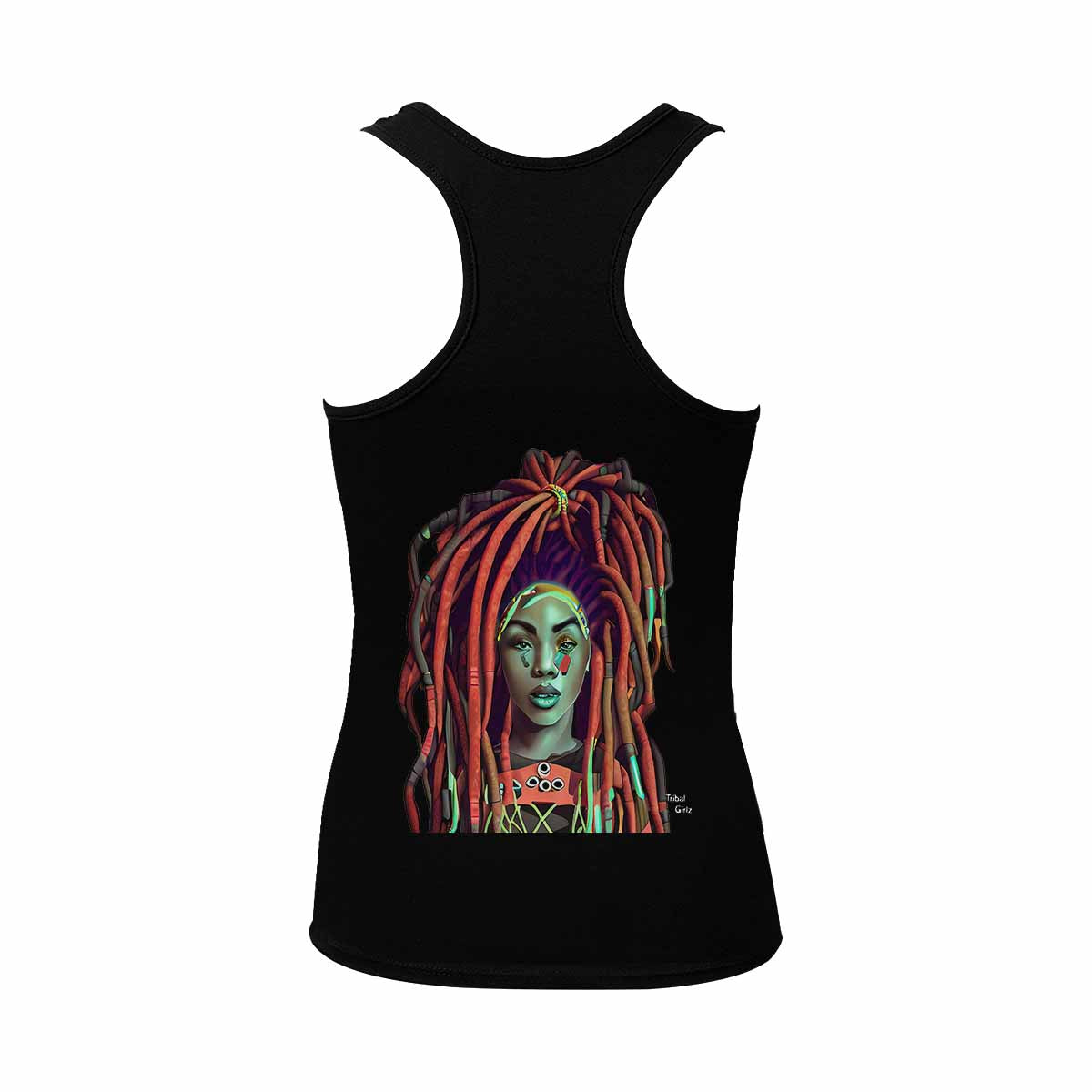 Dreads & Braids, BLACK tank top, cotton, african tribal, outline WL, Fulangiara 34