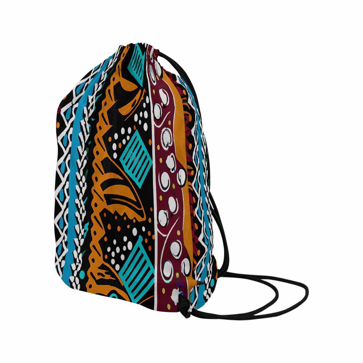 African artsy drawstring sling bag, design 36