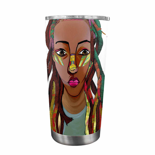 Dreads & Braids, Transparent Tumbler, mug, african tribal, outline BL, Fulangiara 26