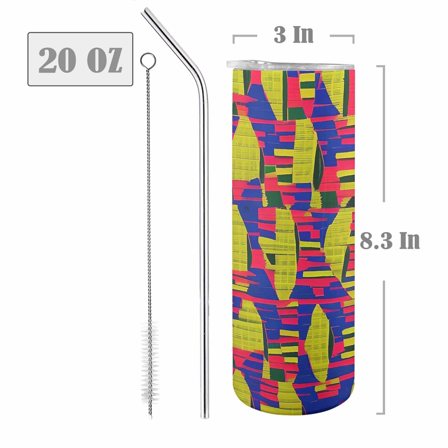 African Art, tall stainless steel insulated tumbler, travel mug, design 19