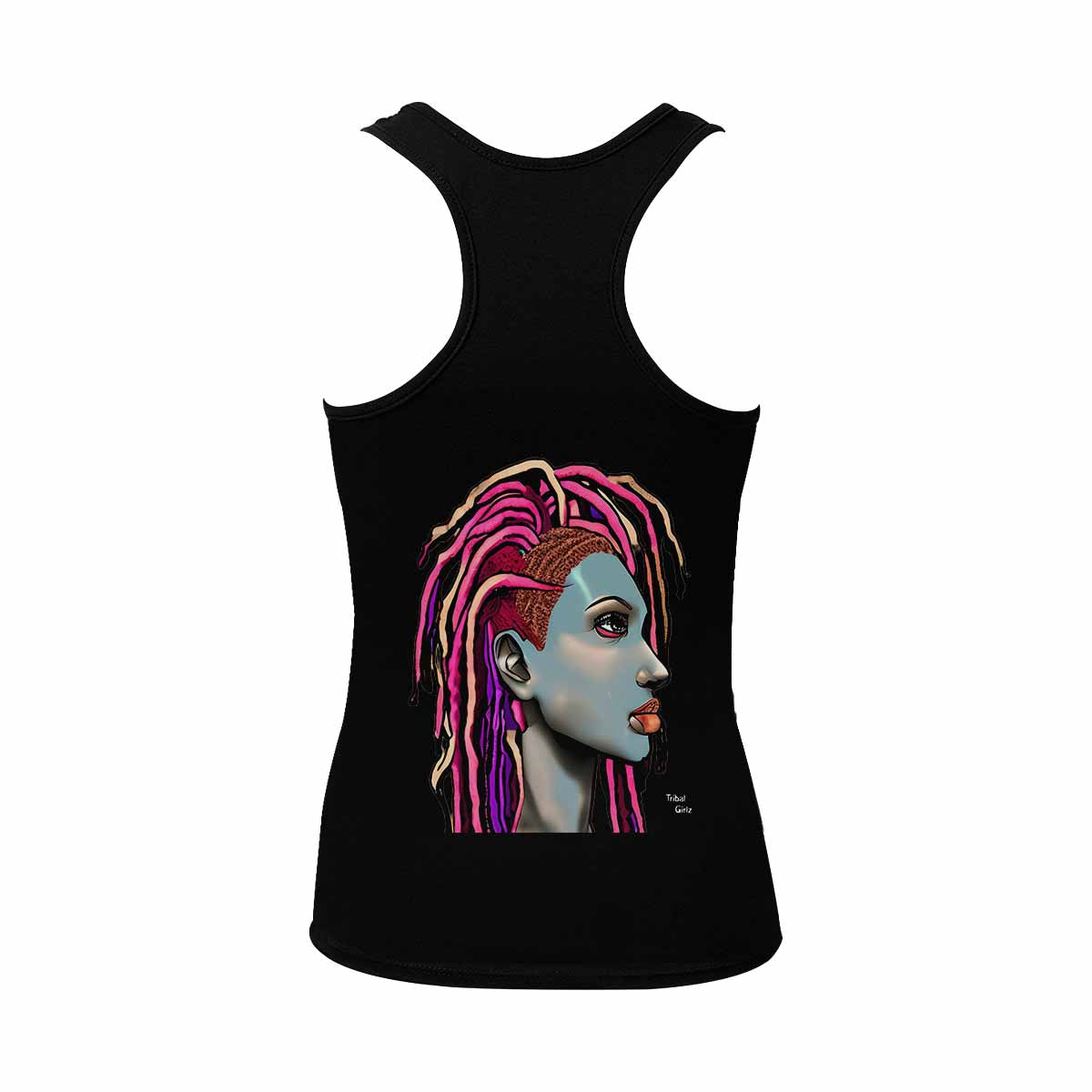 Dreads & Braids, BLACK tank top, cotton, african tribal, outline WL, Fulangiara 5