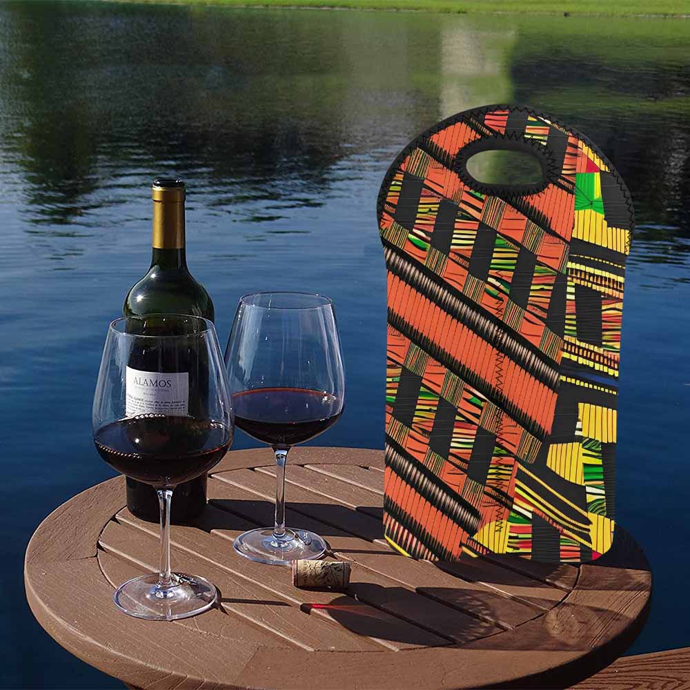 African Art, chic 2 bottle wine bag, design 46