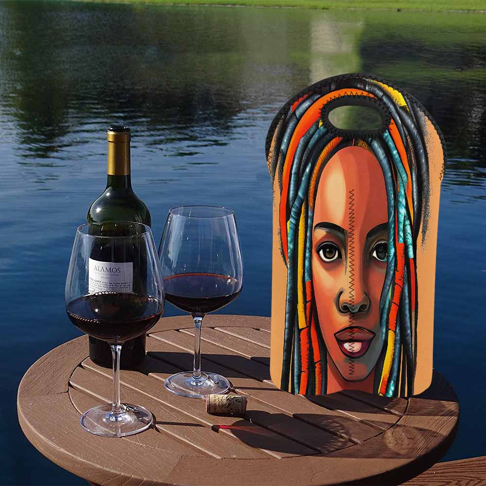 Dreads & Braids, 2 bottle wine bag, picnic or gift, african tribalgirlz Fulangiara 8