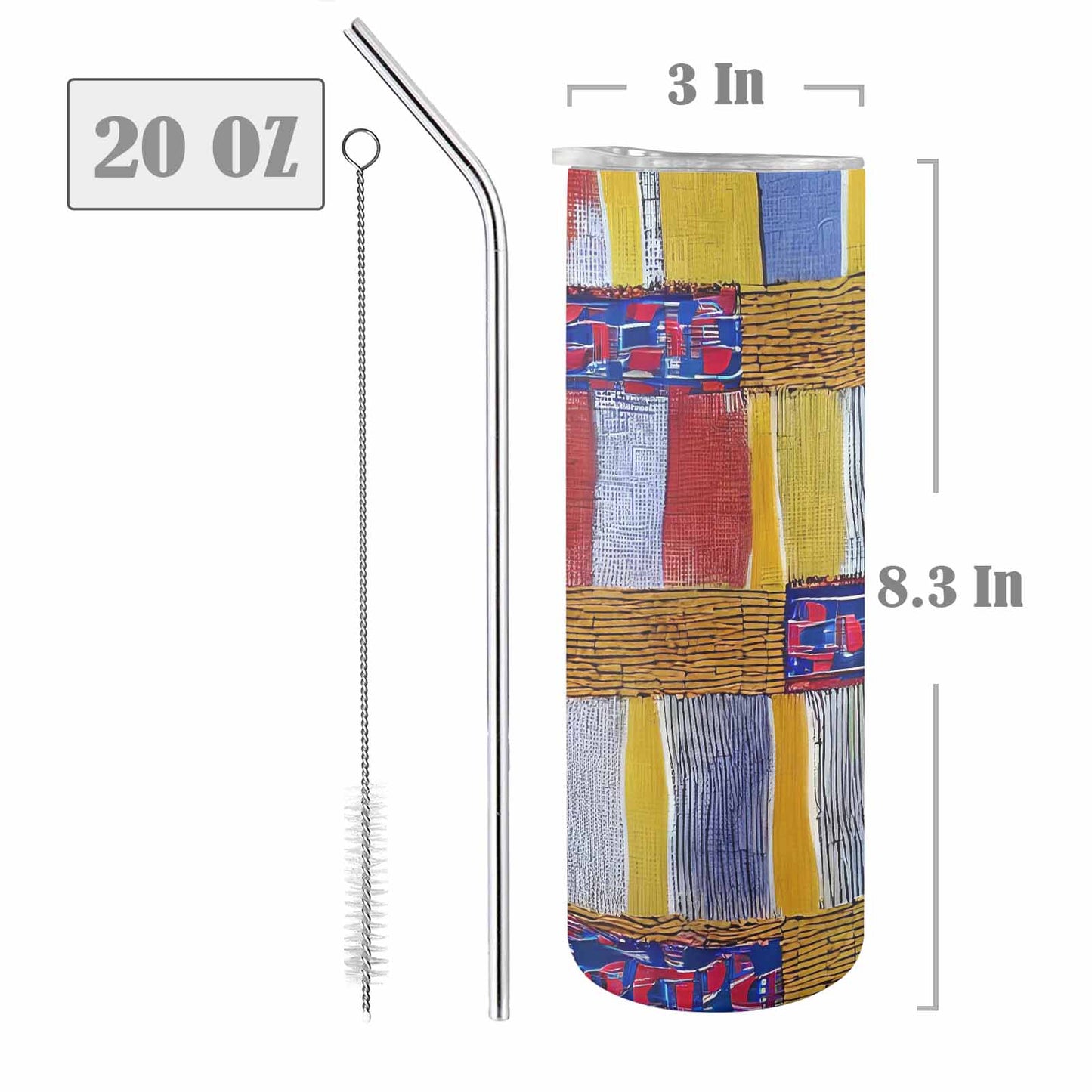 African Art, tall stainless steel insulated tumbler, travel mug, design 20