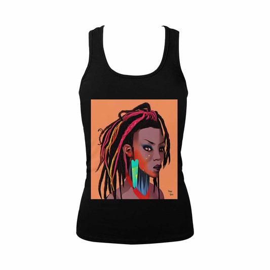 Dreads & Braids, BLACK tank top, cotton, african tribal, full image Fulangiara 27