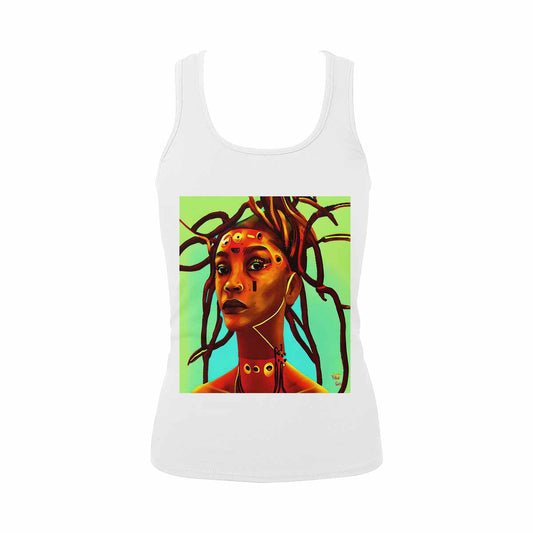 Dreads & Braids, WHITE tank top, cotton, african tribal, full image Fulangiara 37