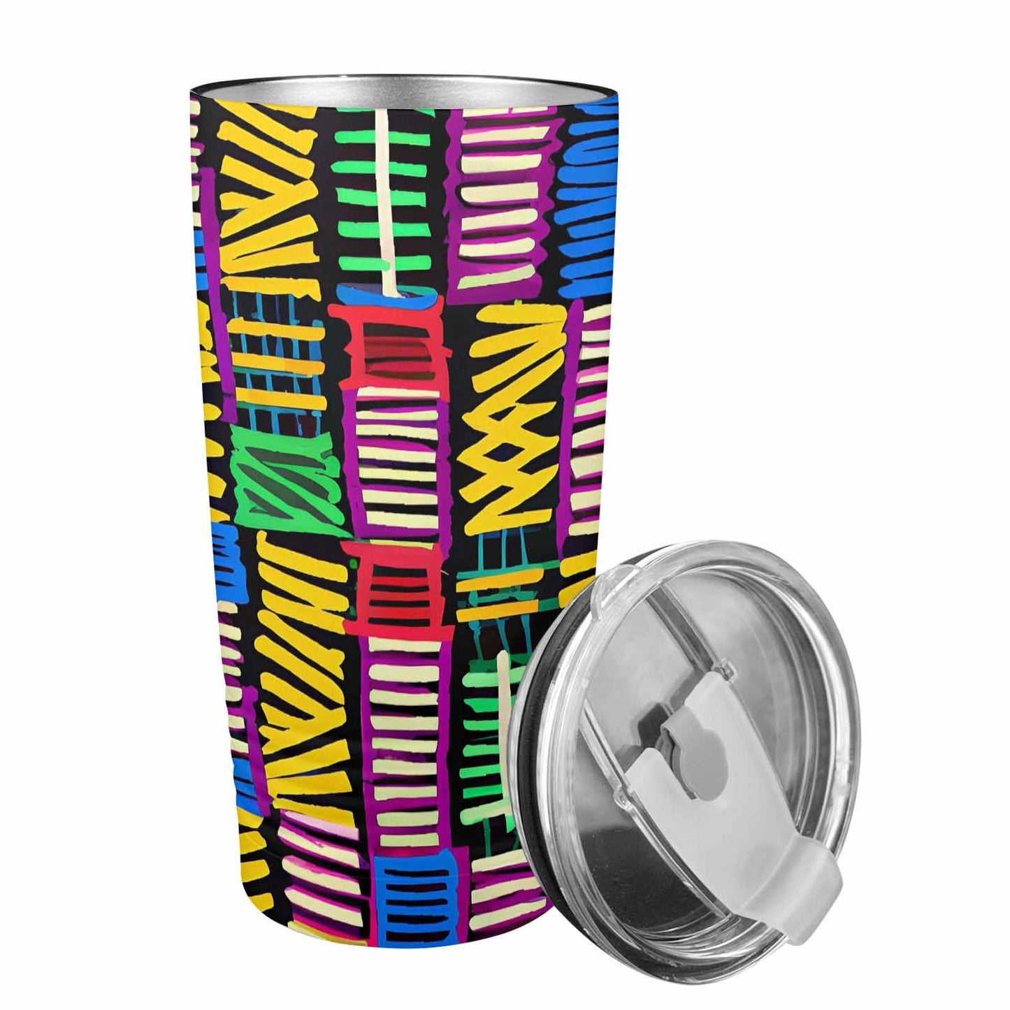 African Art, stainless steel insulated tumbler, travel mug, design 41