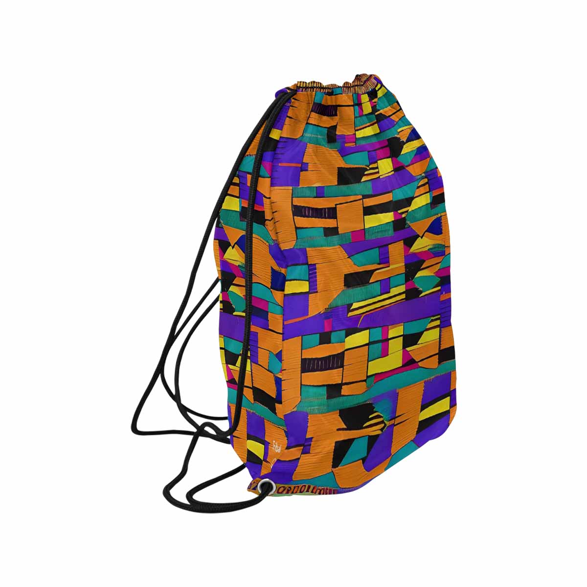 African artsy drawstring sling bag, design 39