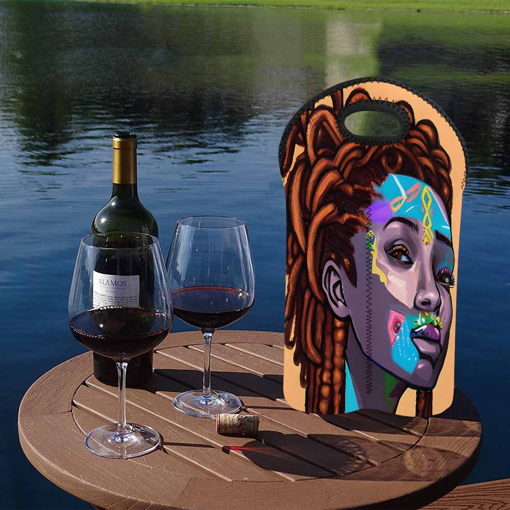 Dreads & Braids, 2 bottle wine bag, picnic or gift, african tribalgirlz Fulangiara 36