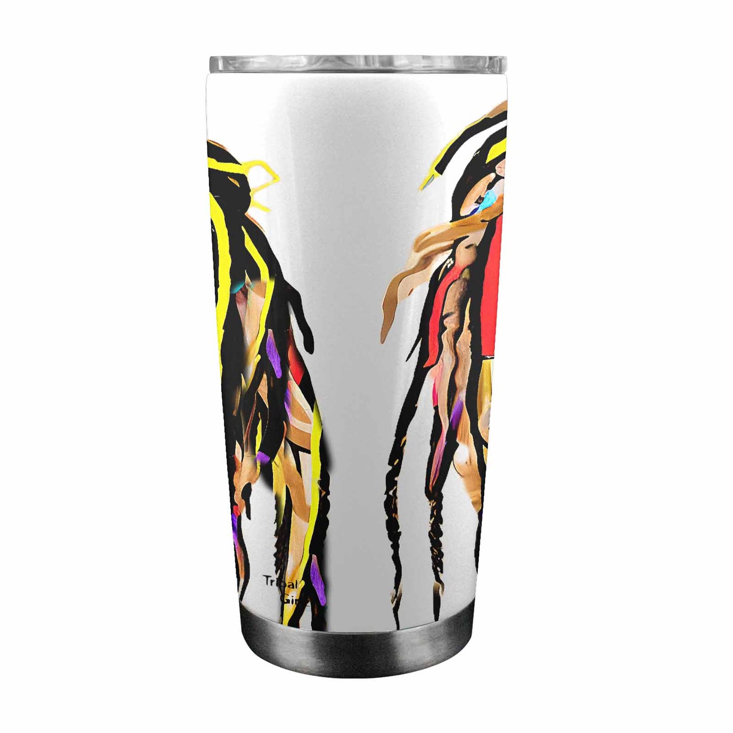 Dreads & Braids, Transparent Tumbler, mug, african tribal, outline BL, Fulangiara 14