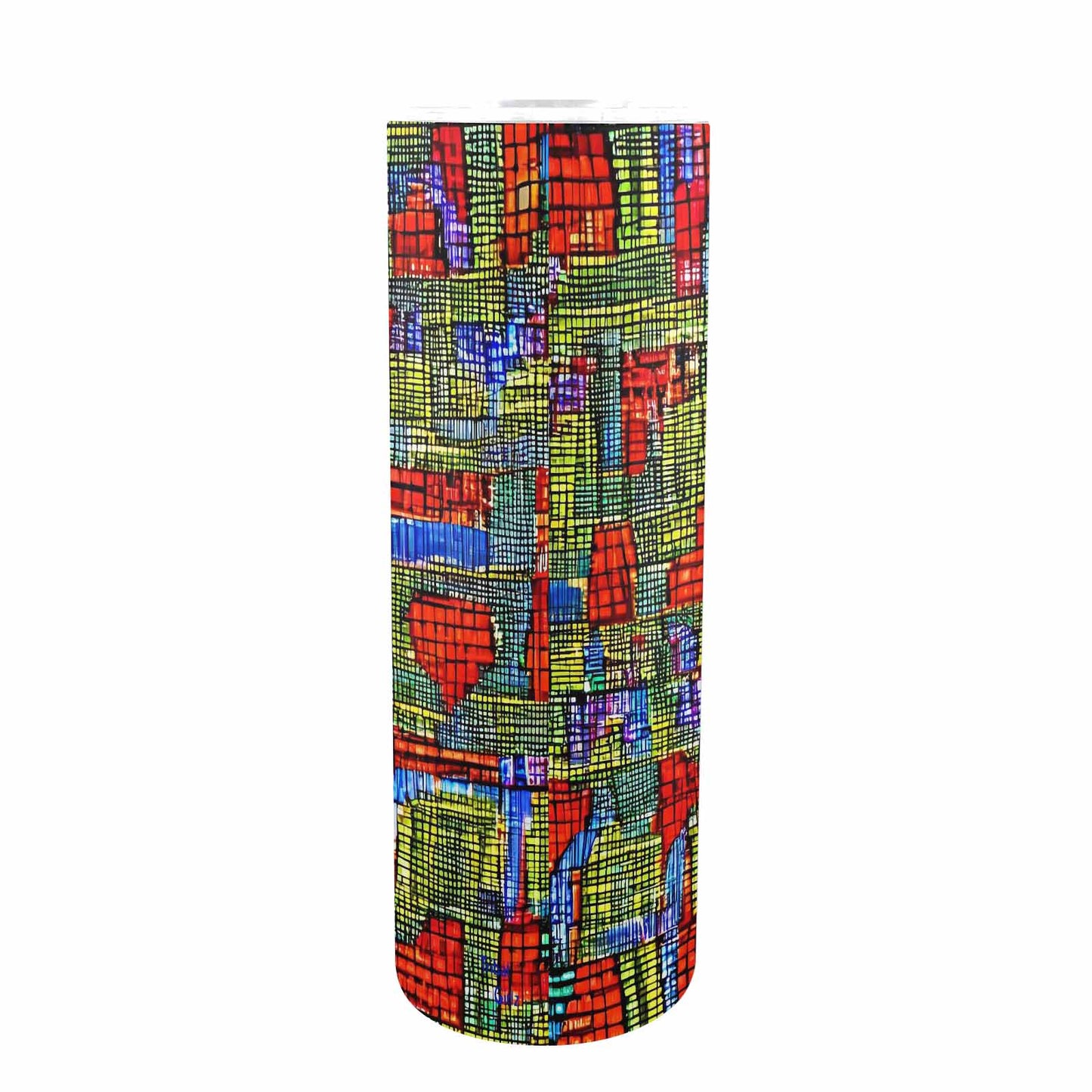 African Art, tall stainless steel insulated tumbler, travel mug, design 22