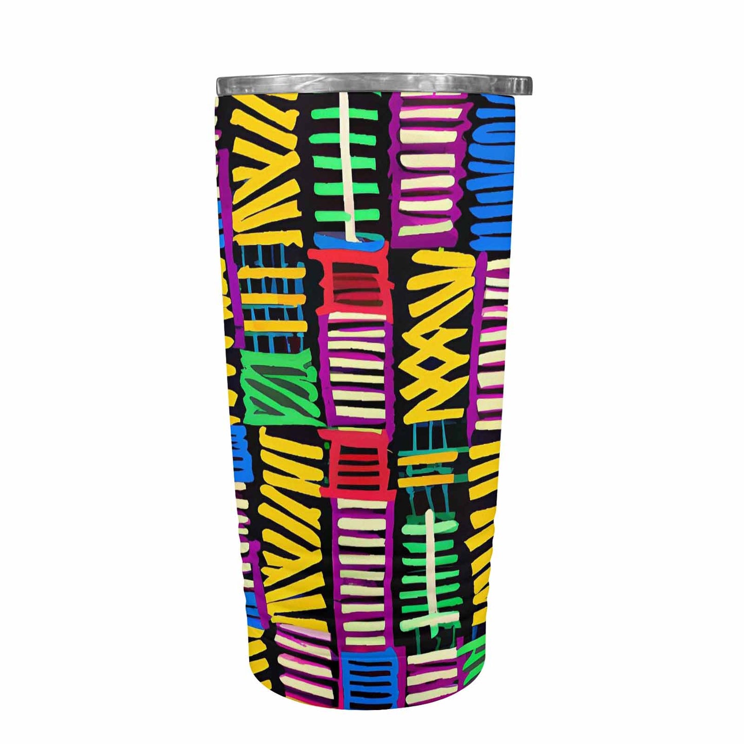 African Art, stainless steel insulated tumbler, travel mug, design 41