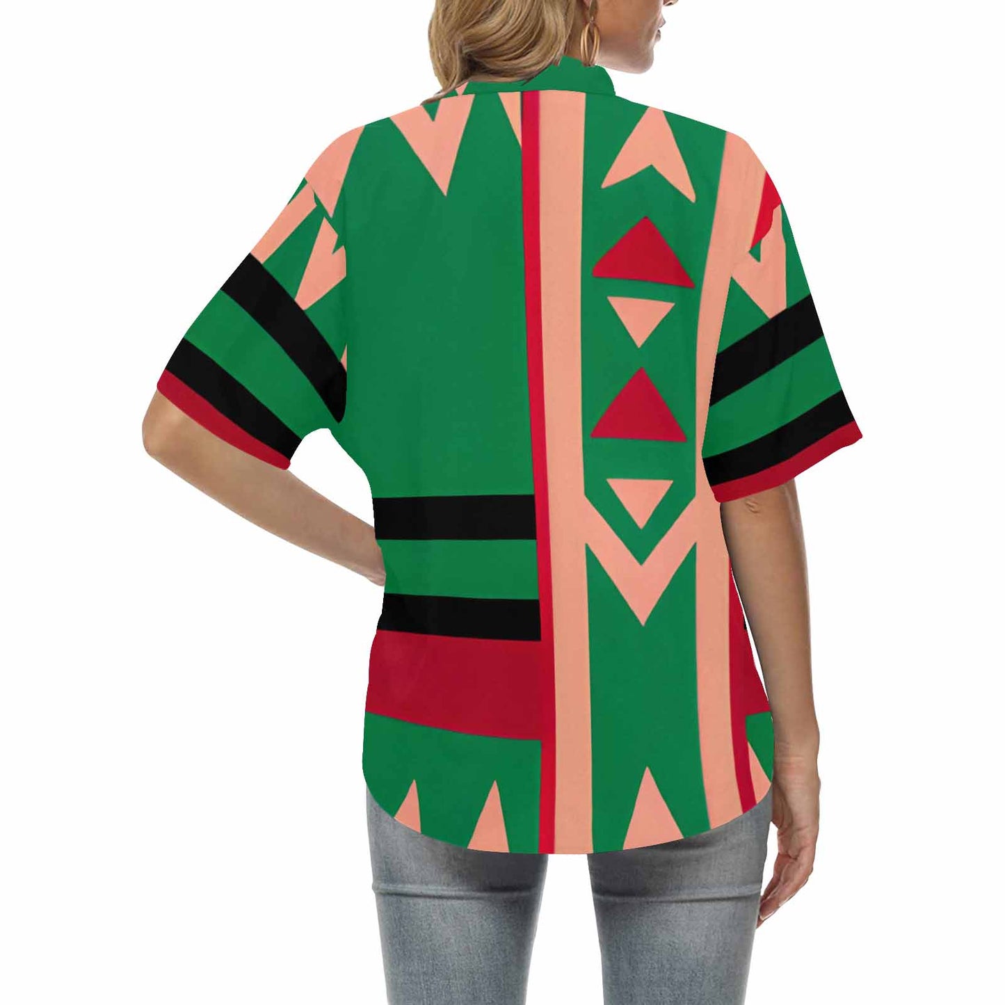 African Art, womens Hawaiian shirt, design 15