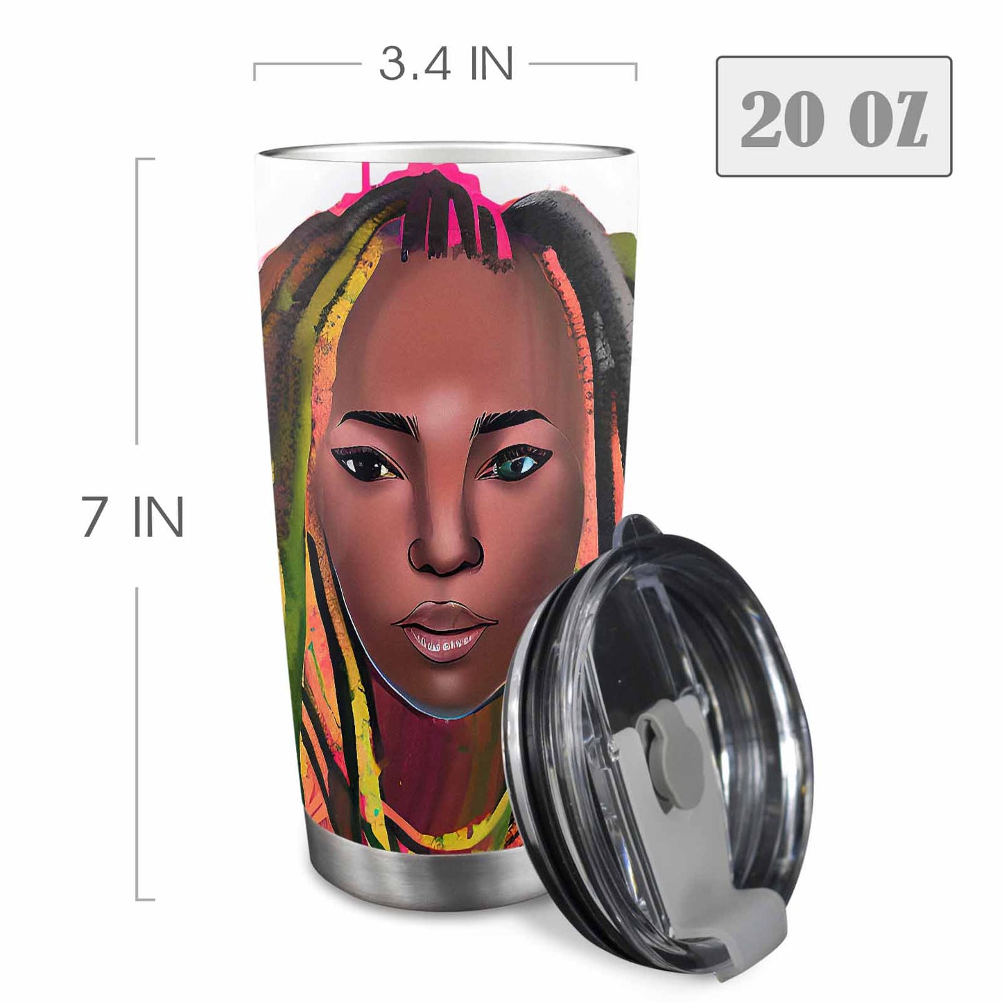 Dreads & Braids, Transparent Tumbler, mug, african tribal, outline MCL, Fulangiara 12