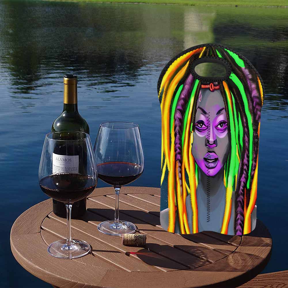 Dreads & Braids, 2 bottle wine bag, picnic or gift, african tribalgirlz Fulangiara 28