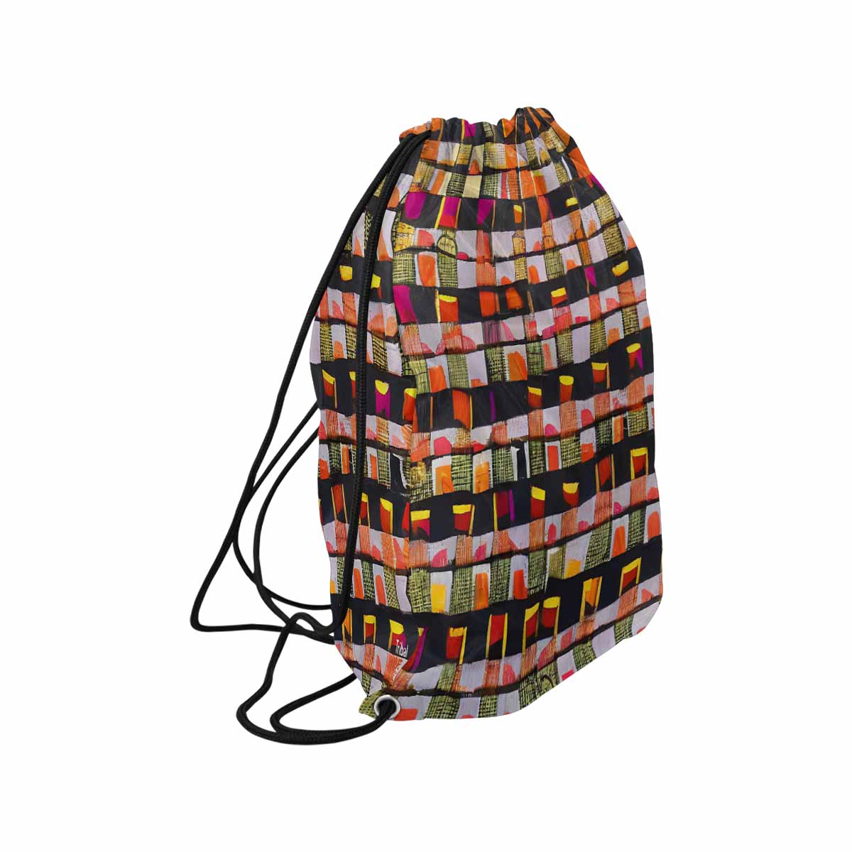 African artsy drawstring sling bag, design 17