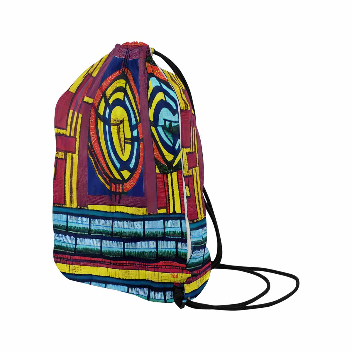 African artsy drawstring sling bag, design 28